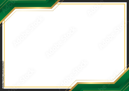 Modern Geometric Green and Gold Frame Background