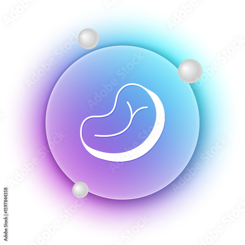 White Steak meat icon isolated on white background. Blue and purple gradient circle background. Vector