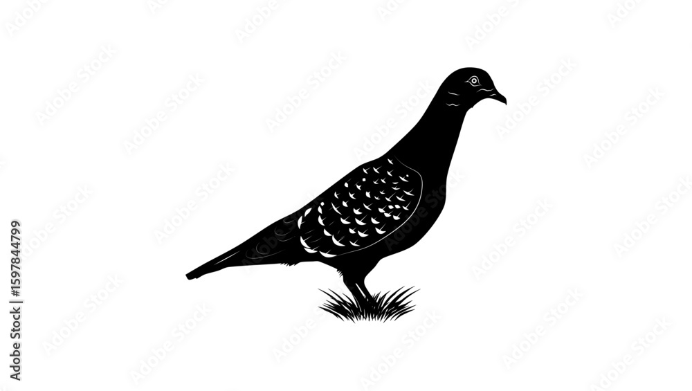 Fototapeta premium Spot-winged Pigeon, black isolated silhouette
