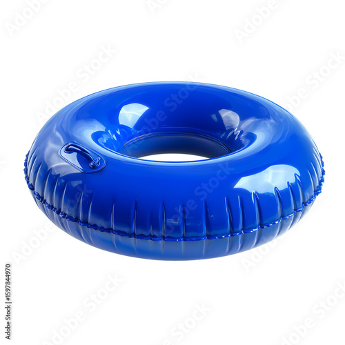 Blue Inflatable Inner Tube on Transparent Background