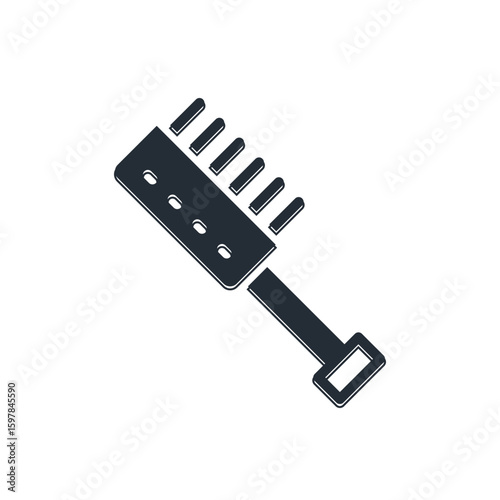 Black Sauna brush icon isolated on white background. Wooden brush with coarse bristles for washing in the bath. Anti cellulite massage. Vector