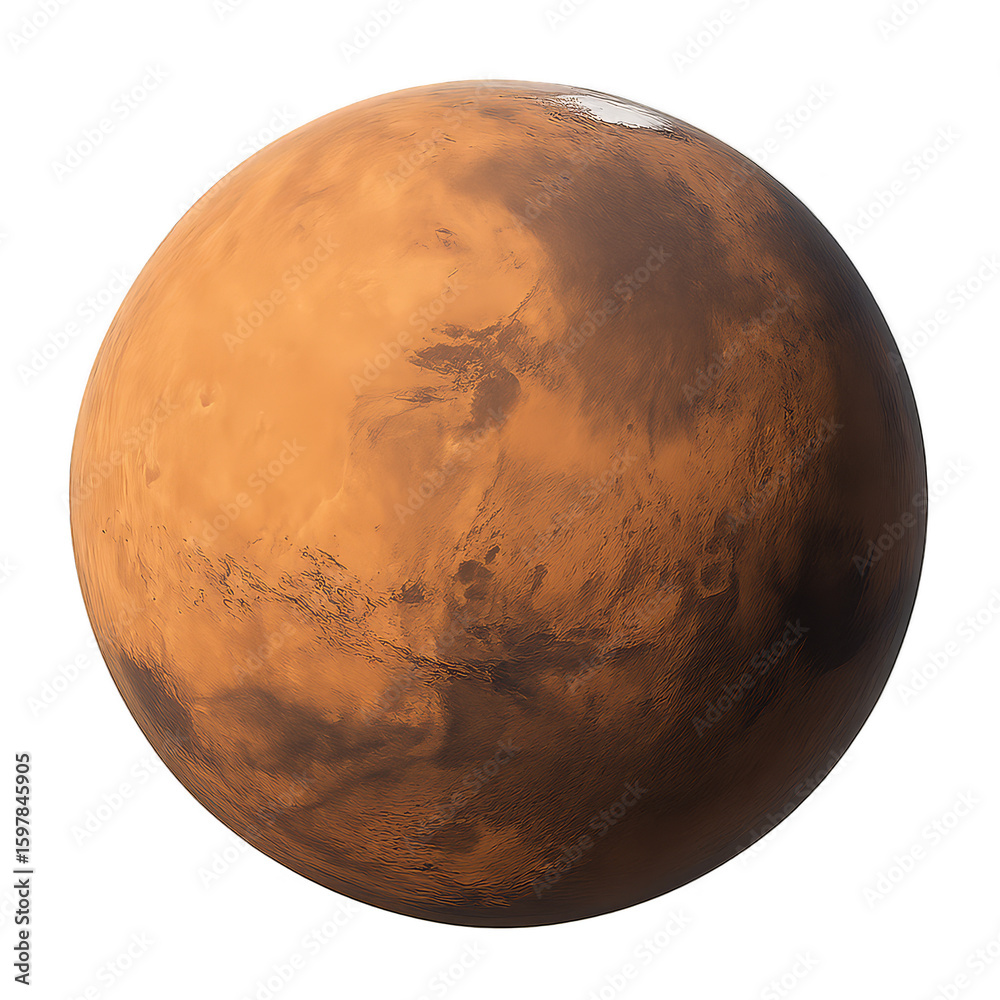 Naklejka premium Mars planet photo. Mars isolated. 
