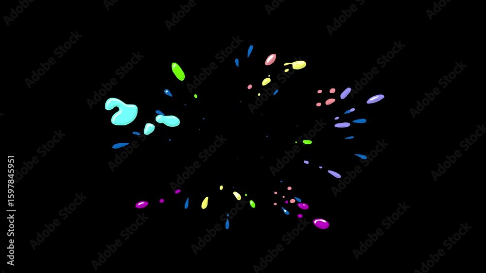 2D FX smoke cartoon explosion. liquid shape splash, flash FX animation, manga comic effects, hand drawn blast, 4K anime cartoon smoke, transition element fire effect on black screen background.