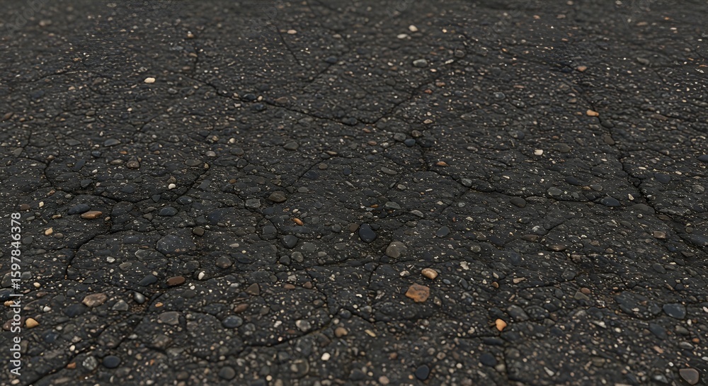 Obraz premium Distressed Asphalt Surface with Scattered Pebbles and Faint Cracks – Urban Grunge Texture for Design, Road, and Creative Background Projects