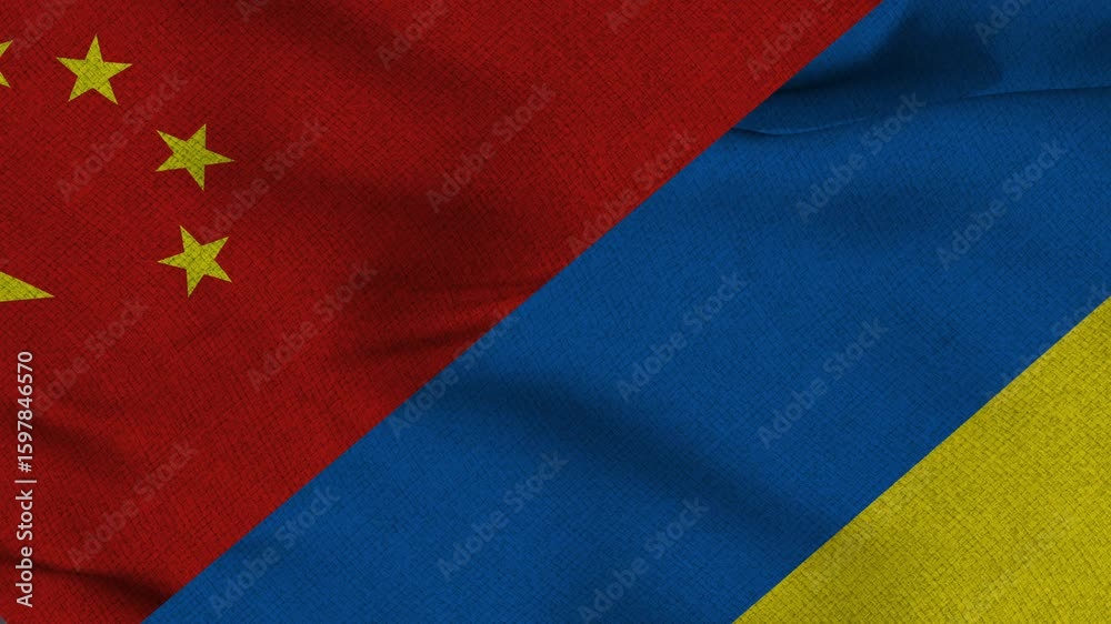 China vs Ukraine flag animation seamless less. 4K
