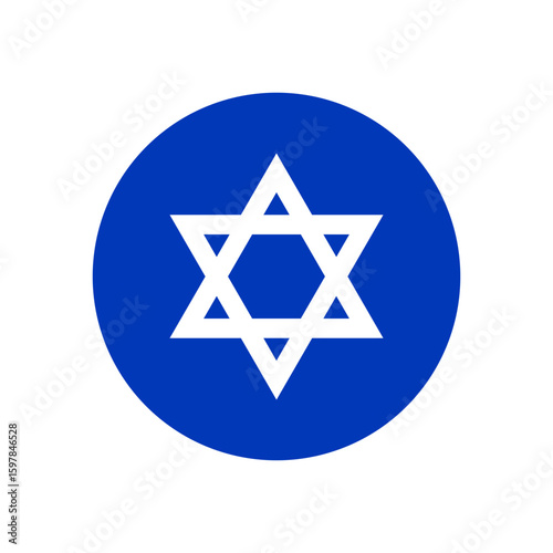 Star of David in blue circle vector icon	