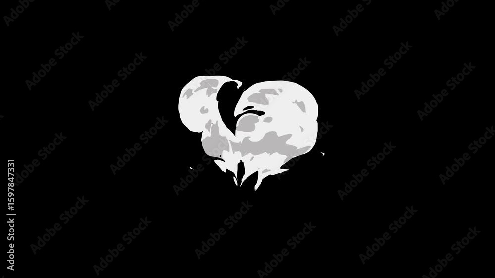 Flash splash FX smoke. cartoon liquid blast, hand drawn shape explosion, 2D fire transition splash animation, 4K effect element on black screen background.