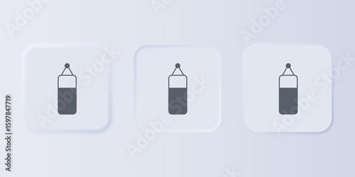 Grey Punching bag icon isolated on grey background. Set icons in square buttons. Vector