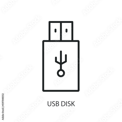 USB disk thin line vector icons.