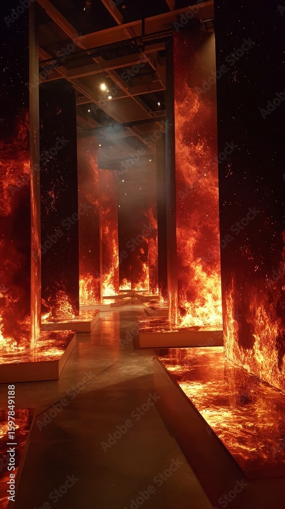 Obraz premium Fire effects display in modern space