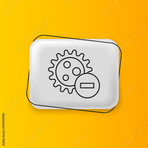 Black Negative virus icon isolated on yellow background. Corona virus 2019-nCoV. Bacteria and germs, cell cancer, microbe, fungi. Silver rectangle button. Vector
