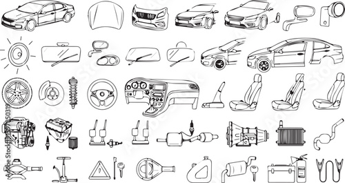 Editable Car Accessories Icons