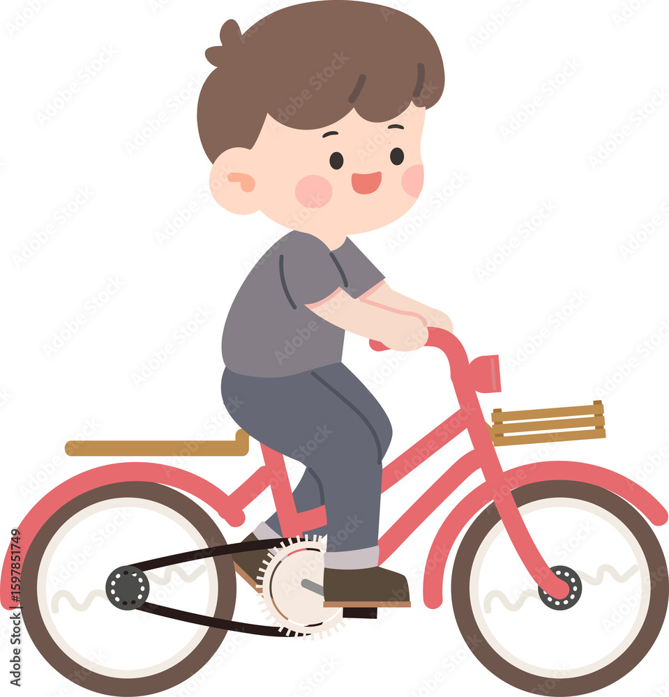 Naklejka premium kid riding a bicycle cartoon