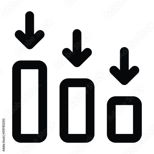 Simple  Decrease outline icon. The icon can be used for websites, print templates, presentation templates, illustrations, etc