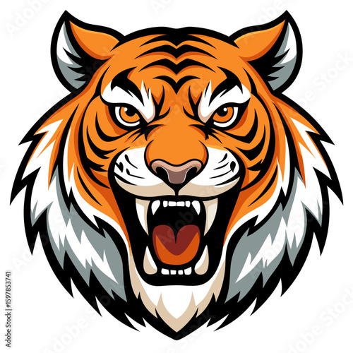 Fierce Stylized Tiger Head Illustration.

