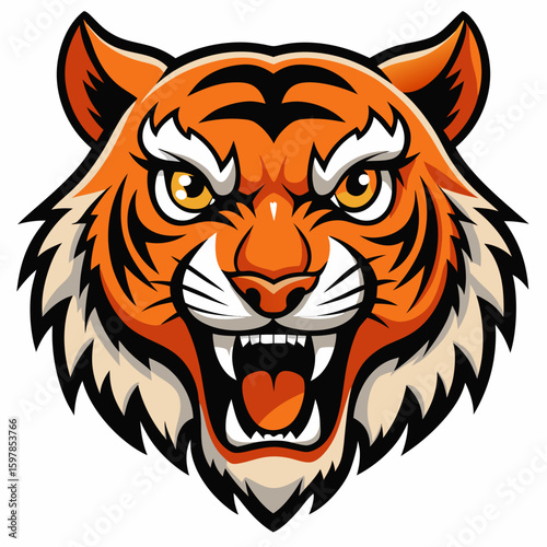 Fierce Stylized Tiger Head Illustration.

