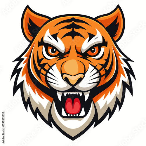 Fierce Stylized Tiger Head Illustration.


