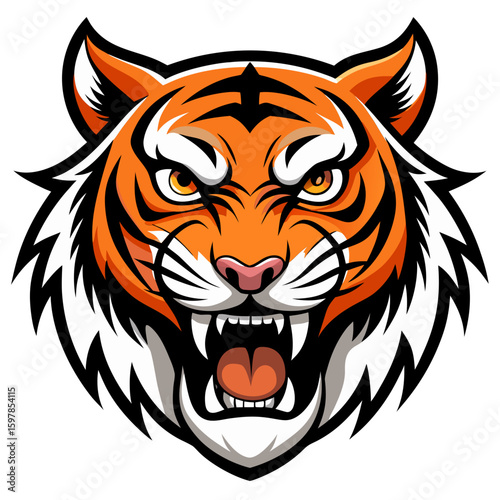 Fierce Stylized Tiger Head Illustration.

