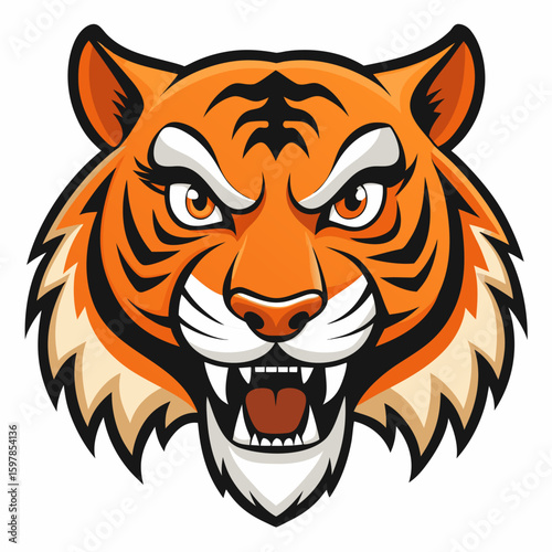 Fierce Stylized Tiger Head Illustration.

