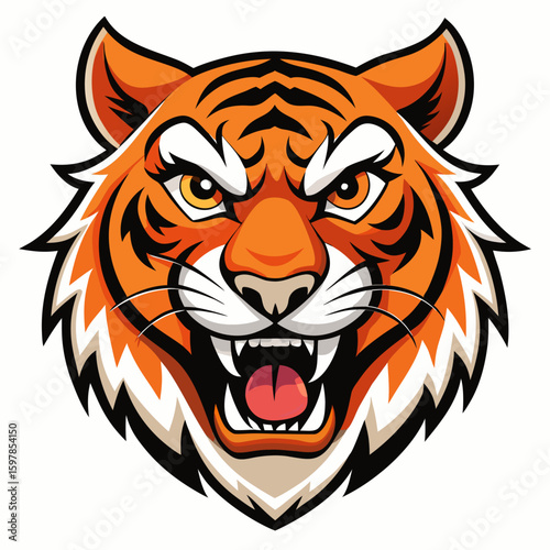 Fierce Stylized Tiger Head Illustration.

