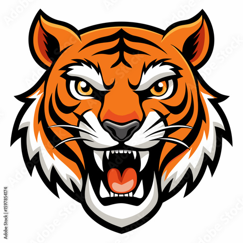 Fierce Stylized Tiger Head Illustration.

