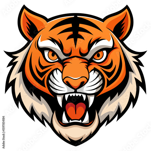 Fierce Stylized Tiger Head Illustration.

