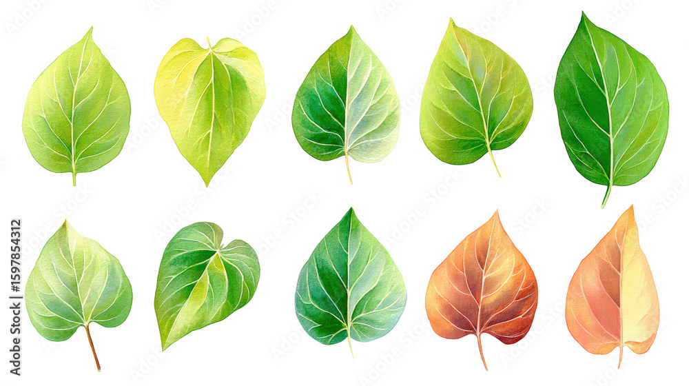 Fototapeta premium Fresh Potato Leaves Flat-Lay – Watercolor Transparent PNG