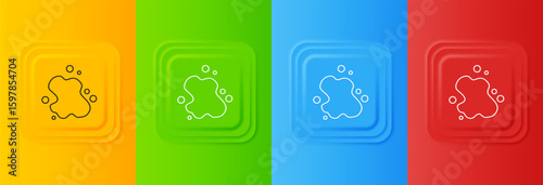 White Water spill icon isolated on colorful background. Set icons in square buttons. Vector