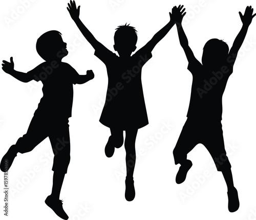 Happy children jumping with joy and excitement during playtime new 2025 trendy