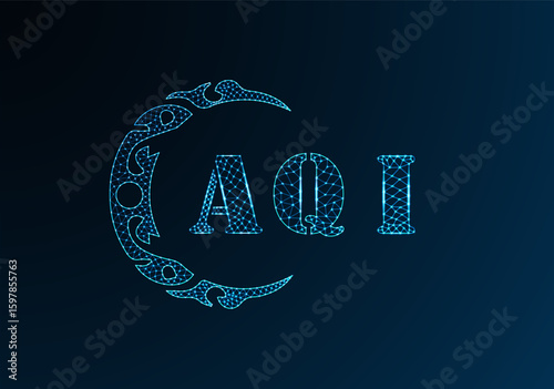 Low poly letter logo AQI design. AQI letter logo low poly vector design on blue color gradient background. AQI logo low poly design