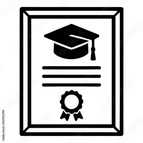 Graduation Certificate Diploma Icon Vector - Academic Achievement Symbol