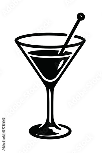 Classic Martini Cocktail Drink Glass Icon Vector - Elegant Bar Beverage Symbol