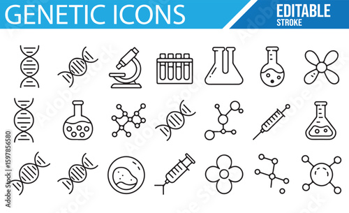 High-Quality Genetic Icons for DNA Research, Biotechnology, and Laboratory Use

