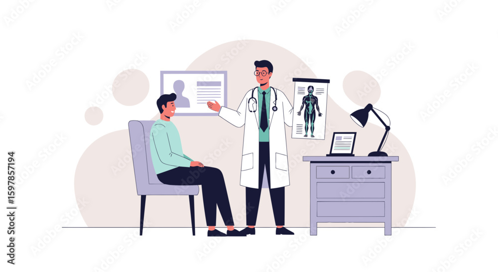 Obraz premium Doctor Consulting With Patient In Office About Their Health Anatomy Skeleton