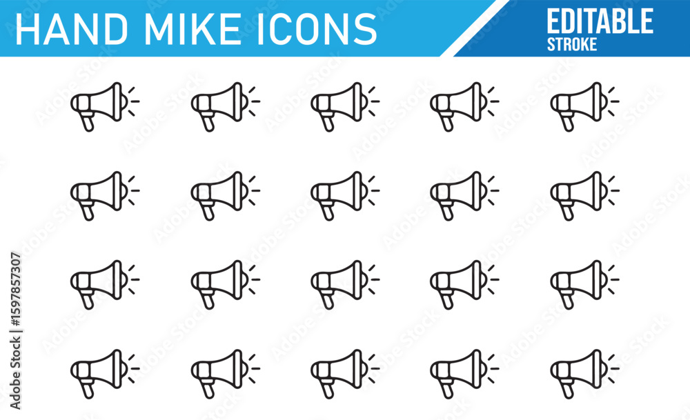 Naklejka premium Microphone Icon Set for Media, Event, and Performance Design Projects