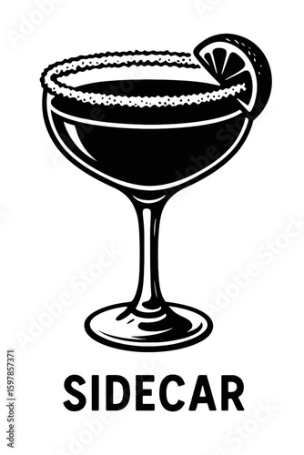 Sidecar Cocktail Drink with Sugared Rim Icon Vector - Classic Beverage Symbol