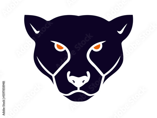 Powerful black panther head profile, perfect for logos or graphic design. A bold, stylized silhouette of a panther's head in profile view.