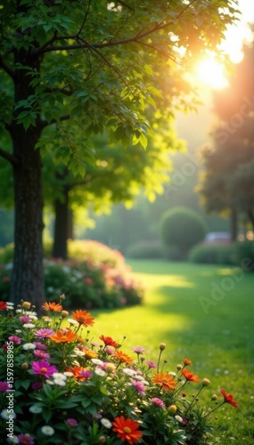 Soft focus garden trees, blurred bokeh background,  flora,  woods,  meadow