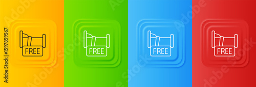 White Free overnight stay house icon isolated on colorful background. Set icons in square buttons. Vector