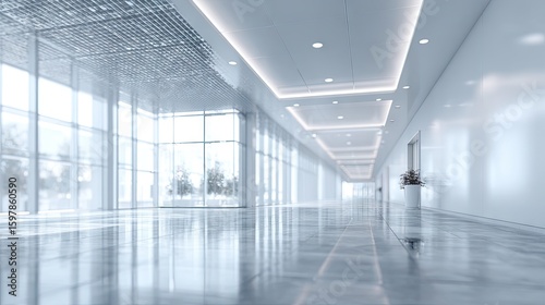 Wallpaper Mural Empty modern office hallway with large windows. Torontodigital.ca