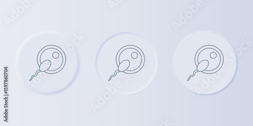 Grey Sperm icon isolated on grey background. Set icons in square buttons. Vector