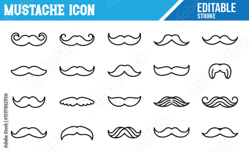 Unique Mustache Designs in Icon Format for Style and Fashion Themes