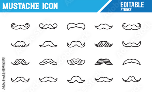 Collection of Mustache Symbols for Grooming and Fashion Design