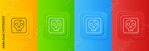 White Archeology icon isolated on colorful background. Set icons in square buttons. Vector