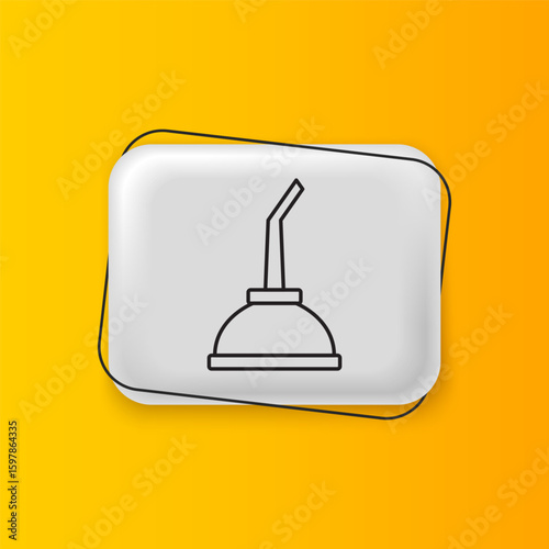 Black Canister for motor machine oil icon isolated on yellow background. Oil gallon. Oil change service and repair. Silver rectangle button. Vector