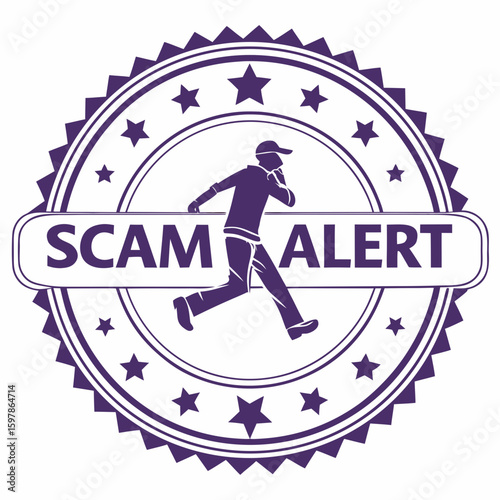Scam Alert Circular Stamp Vector Design Illustration

