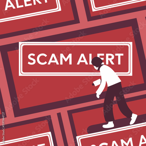 Scam Alert Repeating Warning Symbols Pattern Design

