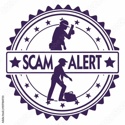 Scam Alert Stamp Style Warning Icon Vector

