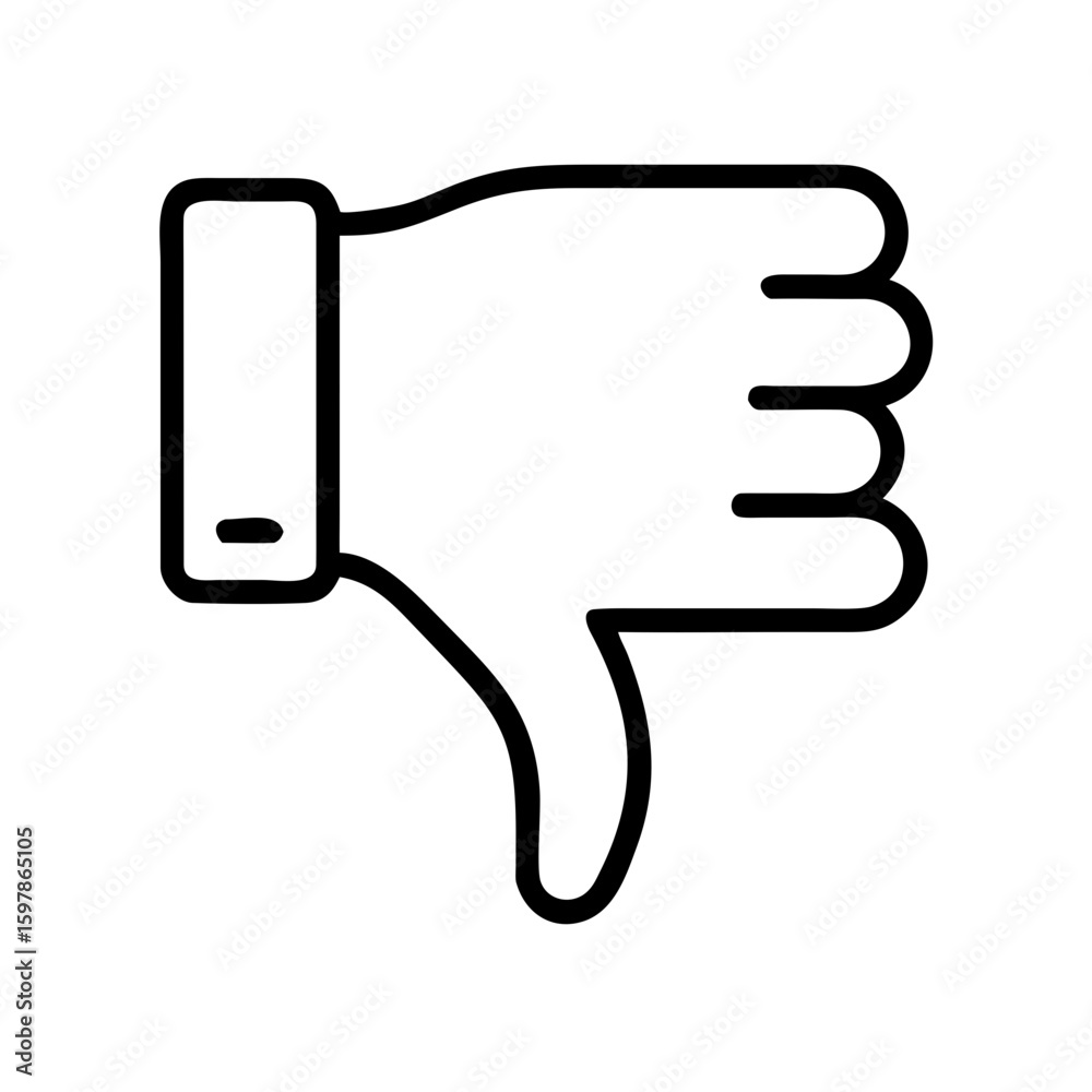 Hand showing dislike gesture with thumb down and simple design Hand showing dislike gesture with thumb down and simple design