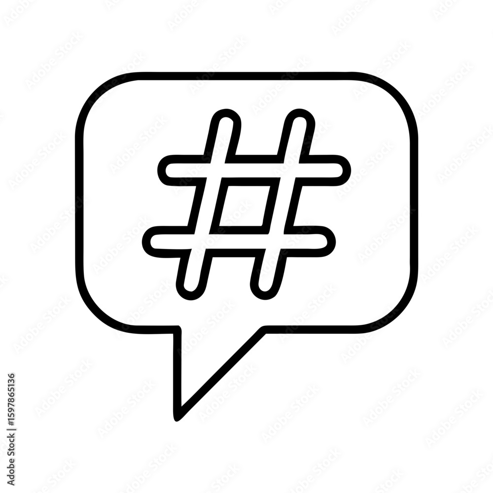 Fototapeta premium Hashtag symbol in speech bubble for digital communication concept